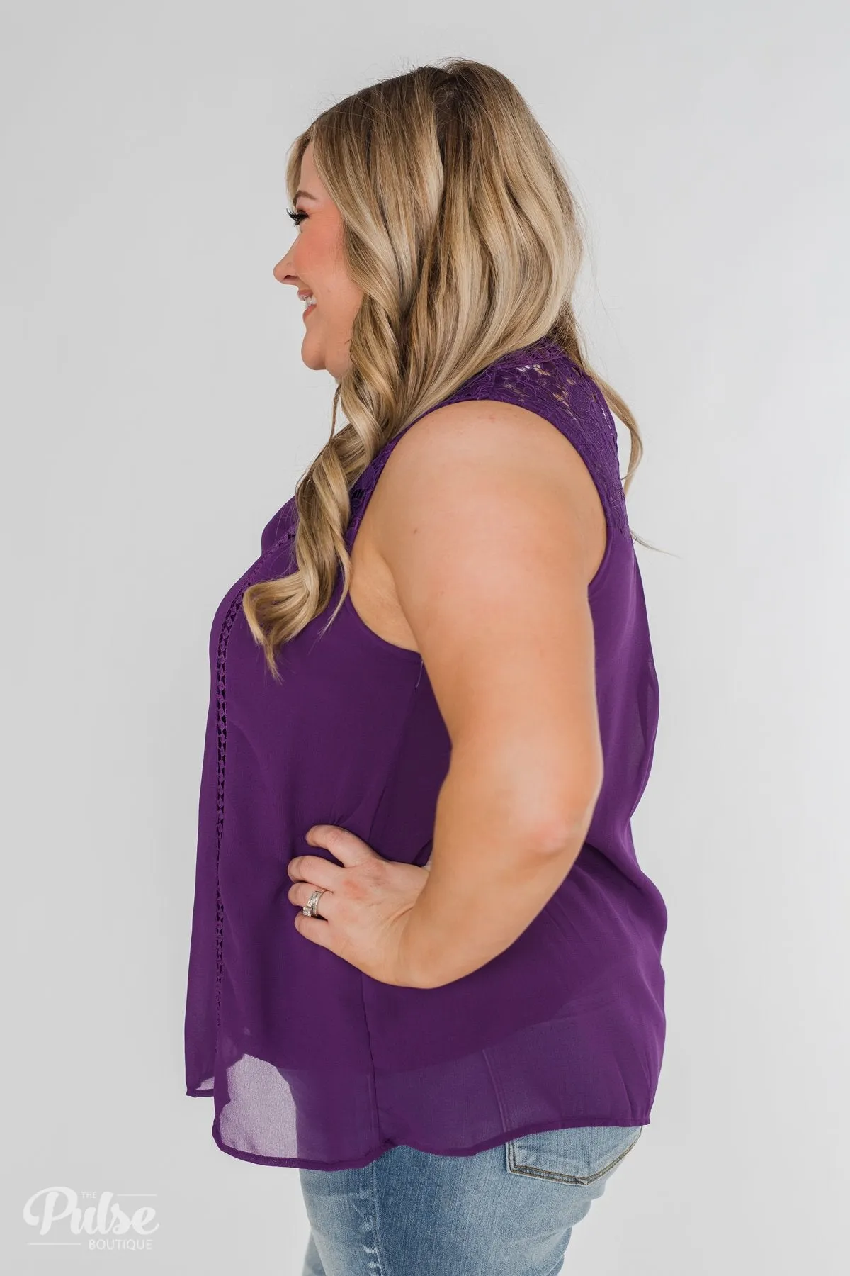 Detailed in Lace Tank Top- Deep Purple