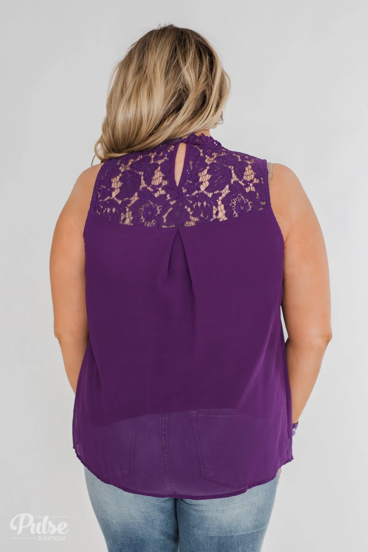 Detailed in Lace Tank Top- Deep Purple