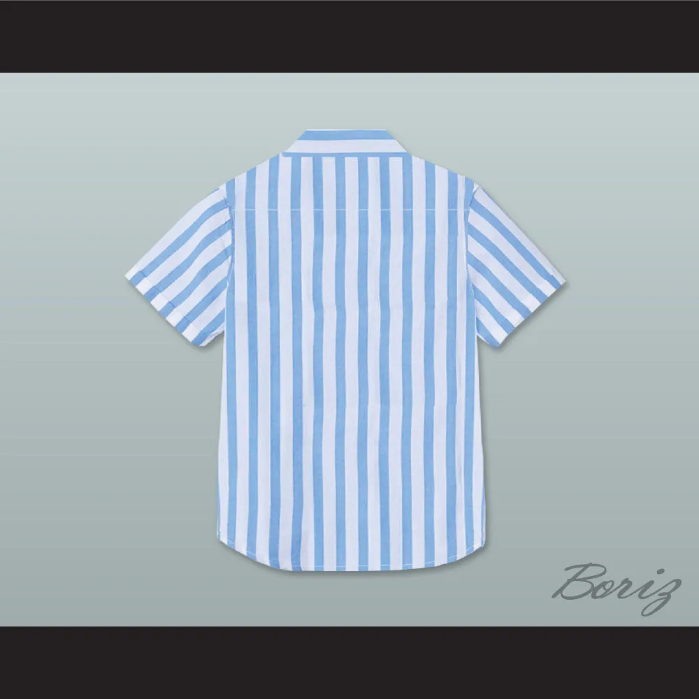 Dexter Good Burger Light Blue/ White Striped Polo Shirt 2