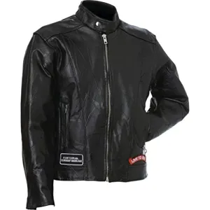 Diamond Plate Rock Design Genuine Buffalo Leather Motorcycle Jacket (Large)