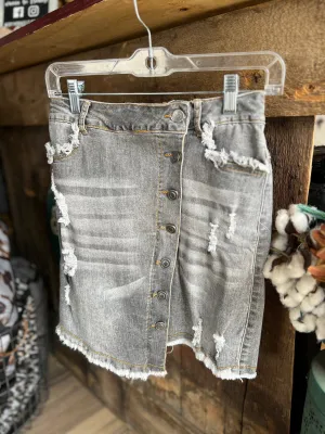 Distressed Denim Skirt