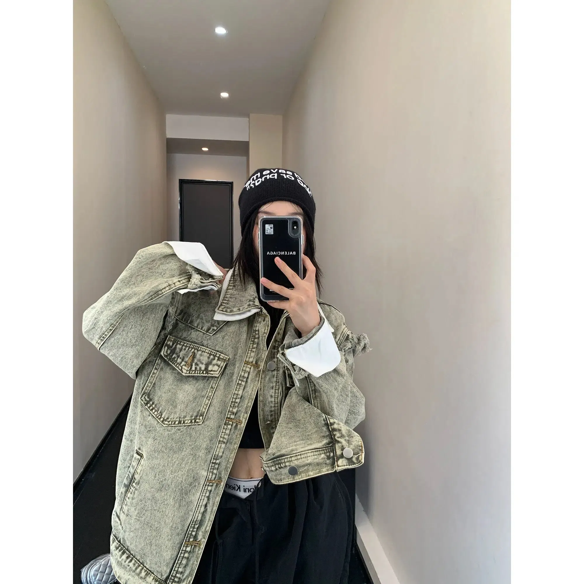 Distressed Patchwork Denim Jacket
