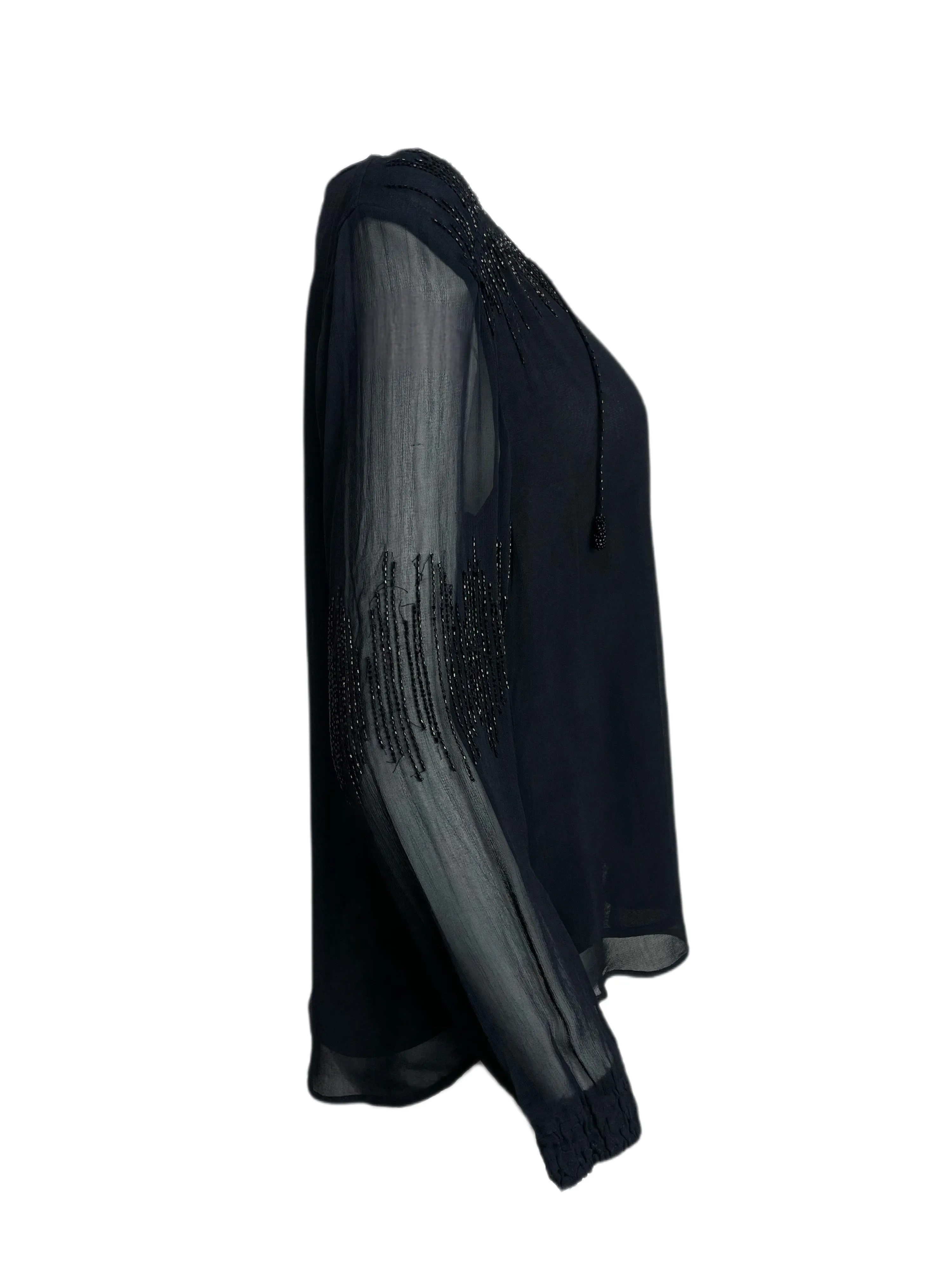 ECRU Women's Black V-Neck Casual Blouse #3127 S NWT