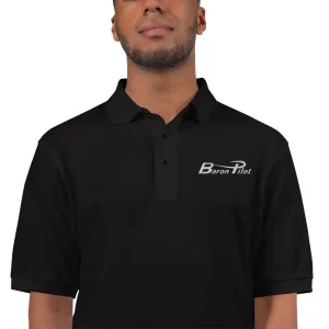 Embroidered Black Baron Pilot Men's Premium Polo