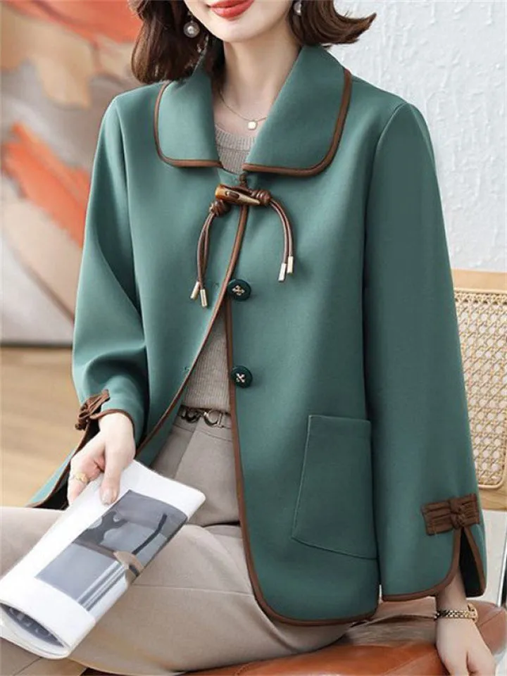 Female Modish Turn-Down Collar Jackets with Pockets