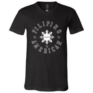 Filipino American White Sun Unisex Jersey V-Neck T-Shirt