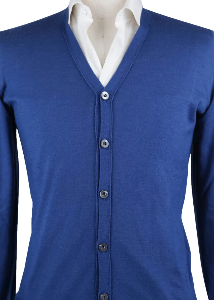 Fiori Di Lusso Blue V-Neck Cardigan