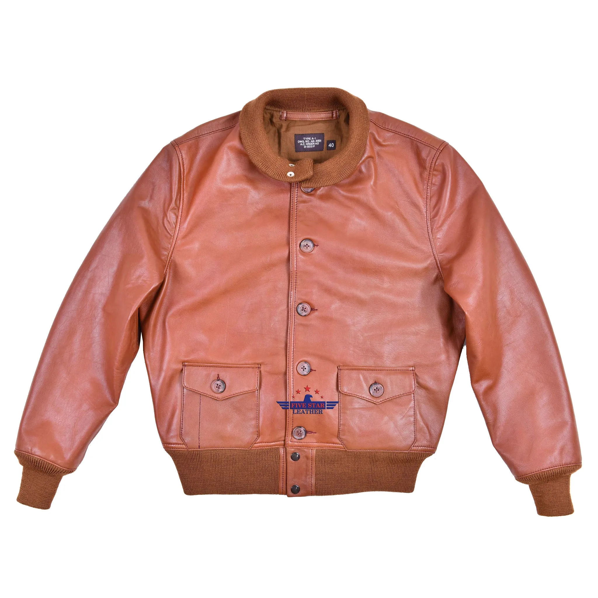FiveStar Leather Repro Type A-1 Aviator Flight Jacket Capeskin Leather