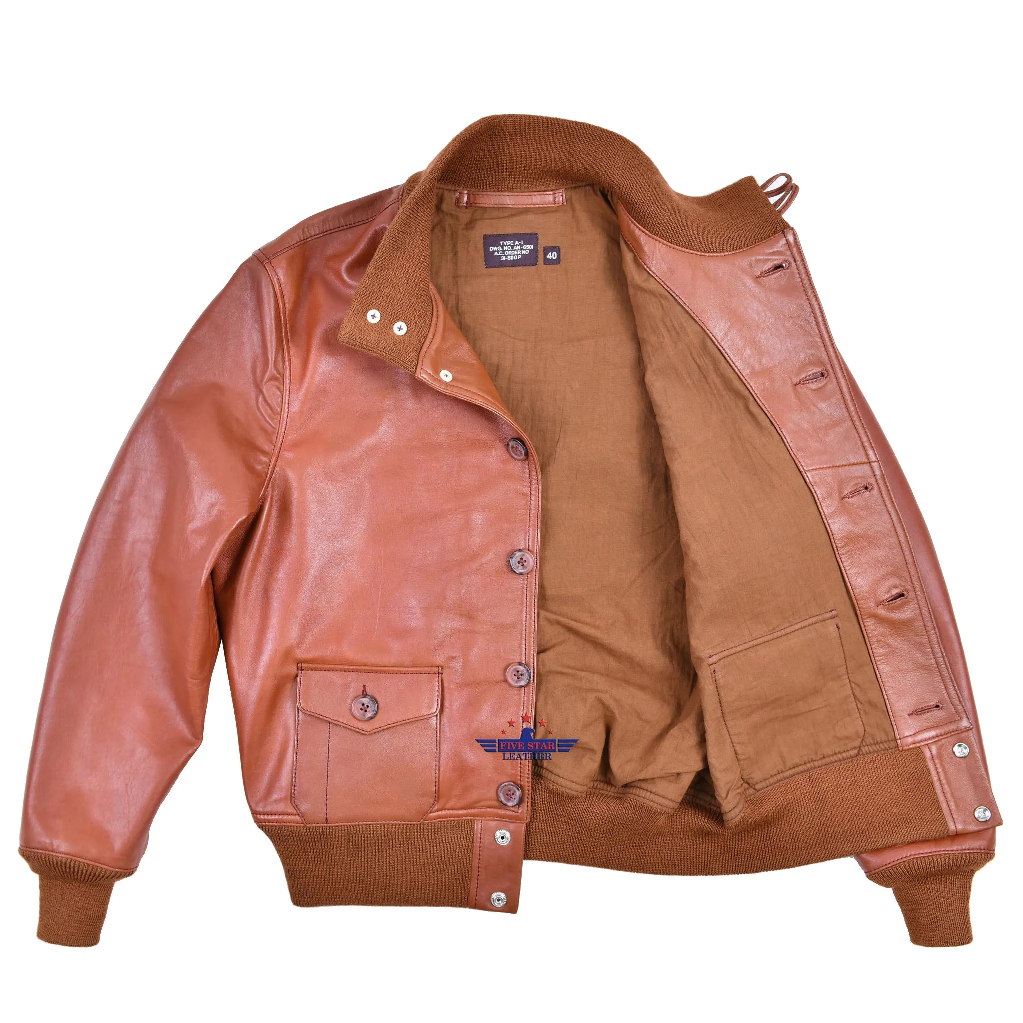 FiveStar Leather Repro Type A-1 Aviator Flight Jacket Capeskin Leather