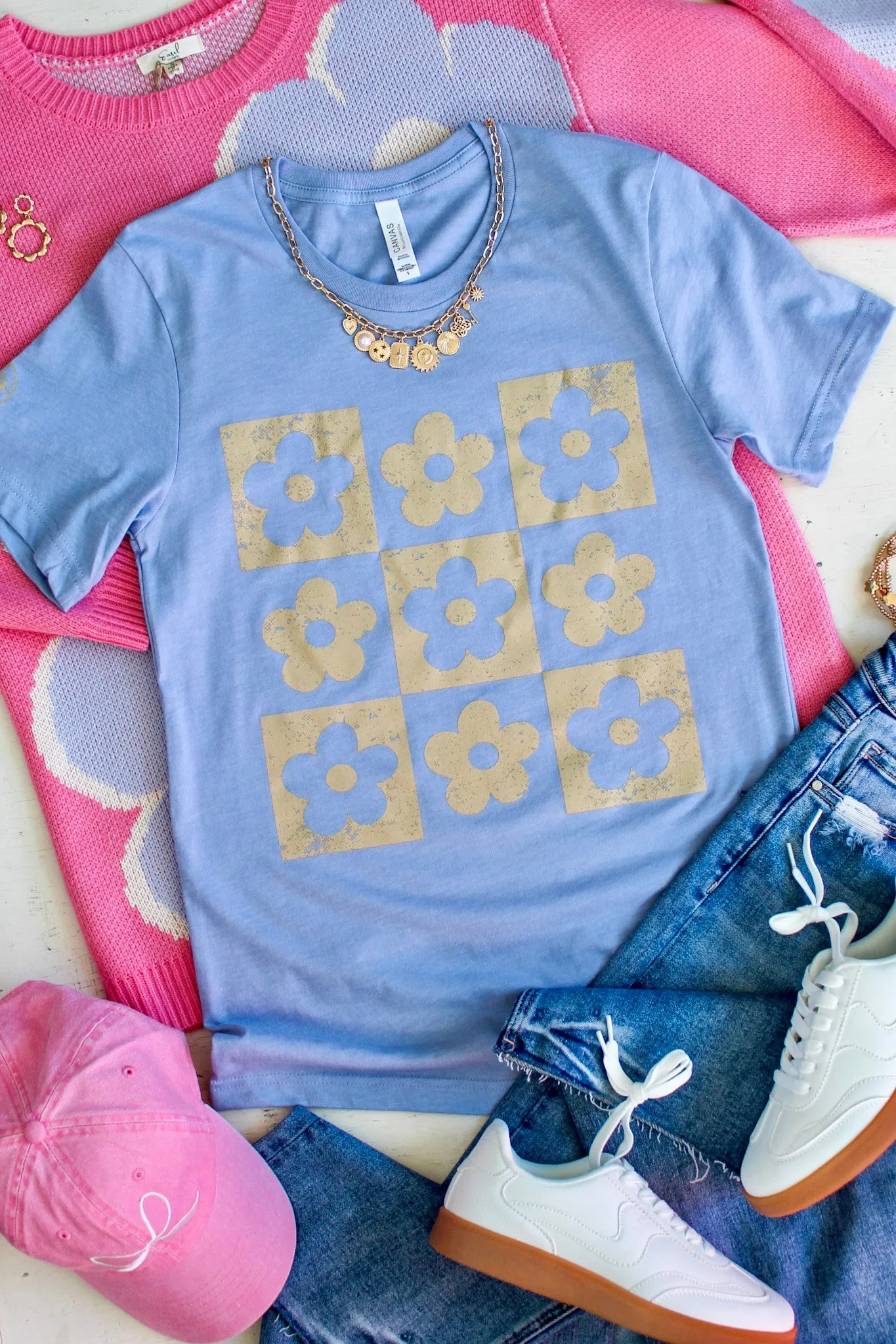 Flower Pop Graphic Tee • Powder Blue