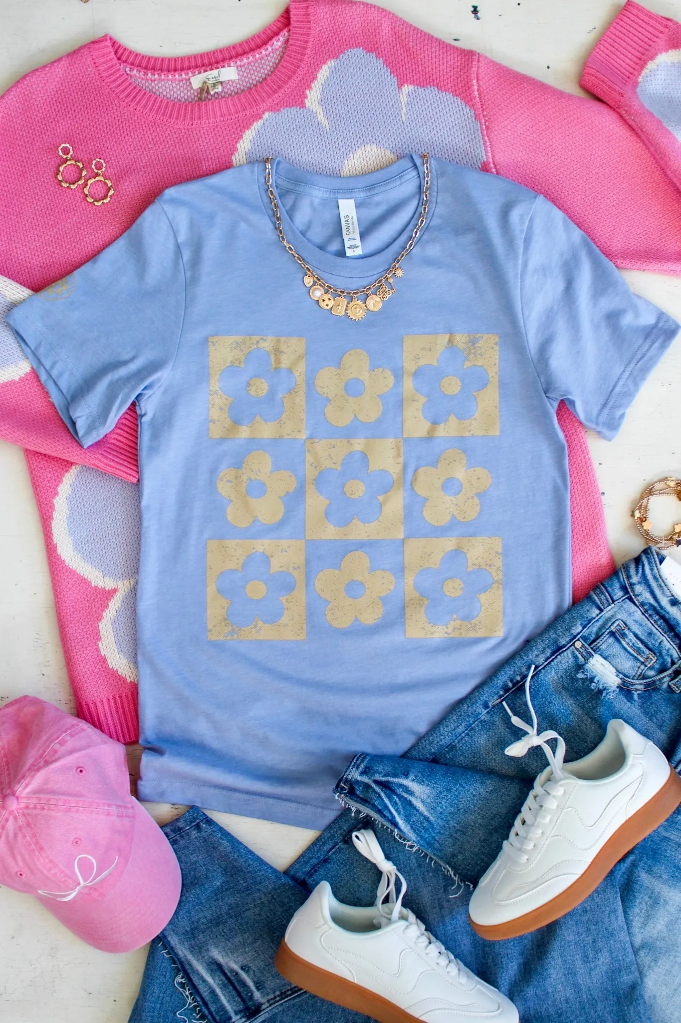Flower Pop Graphic Tee • Powder Blue