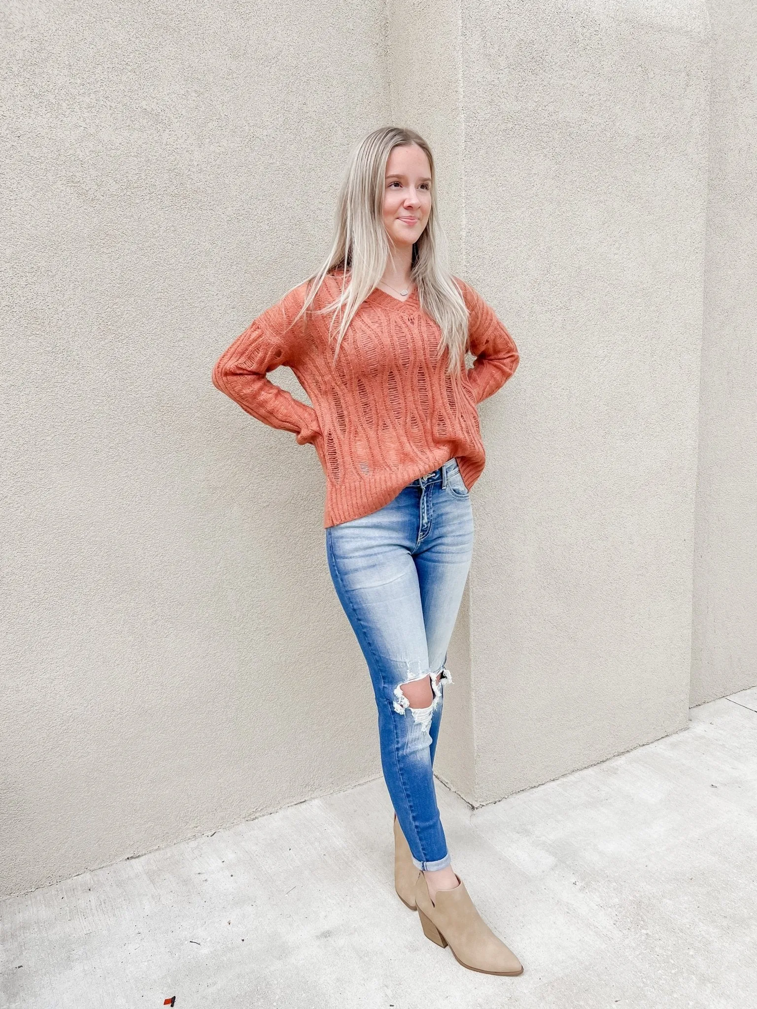 Forget Me Not, Rust See-Through - Sweater