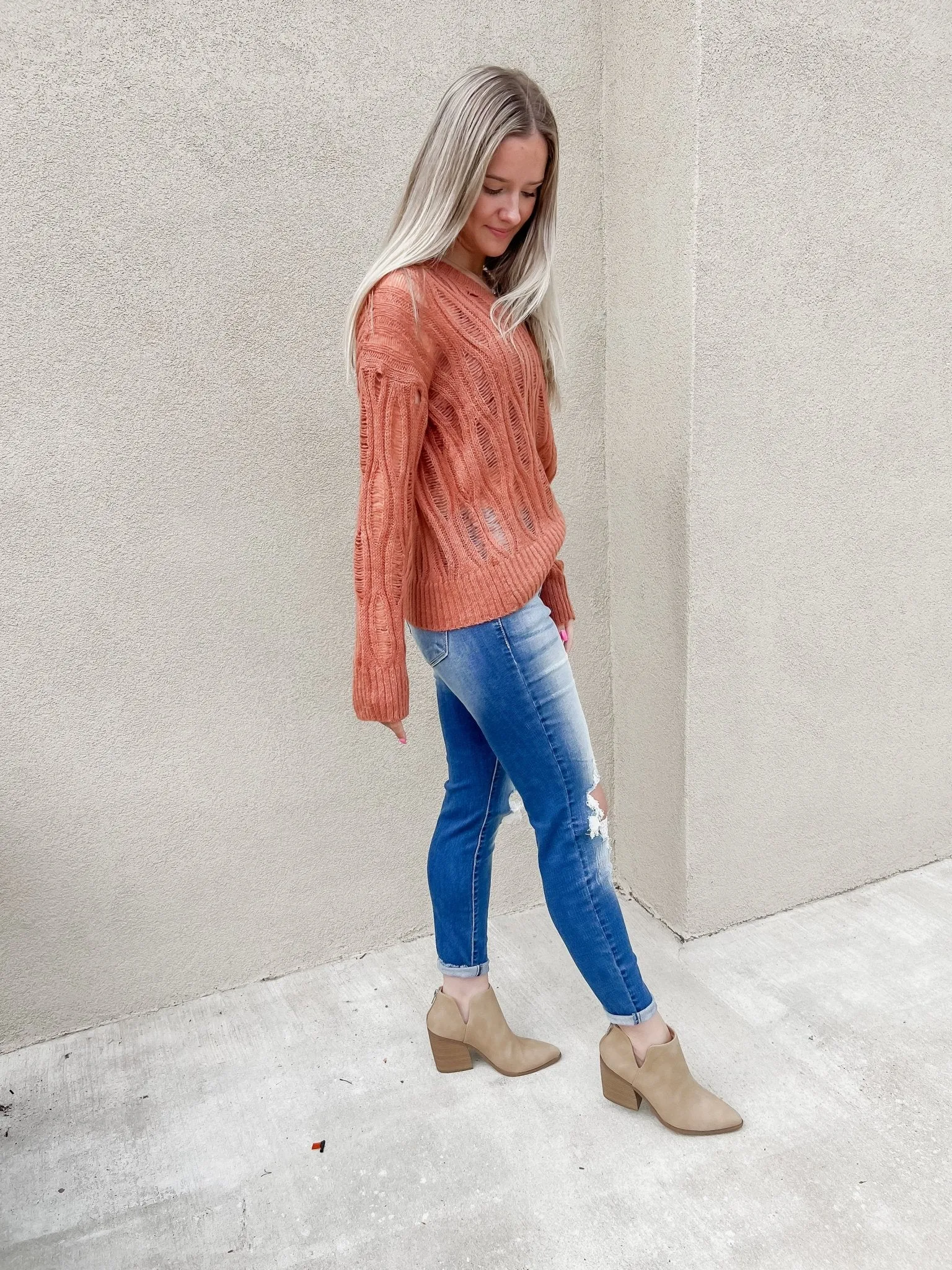Forget Me Not, Rust See-Through - Sweater