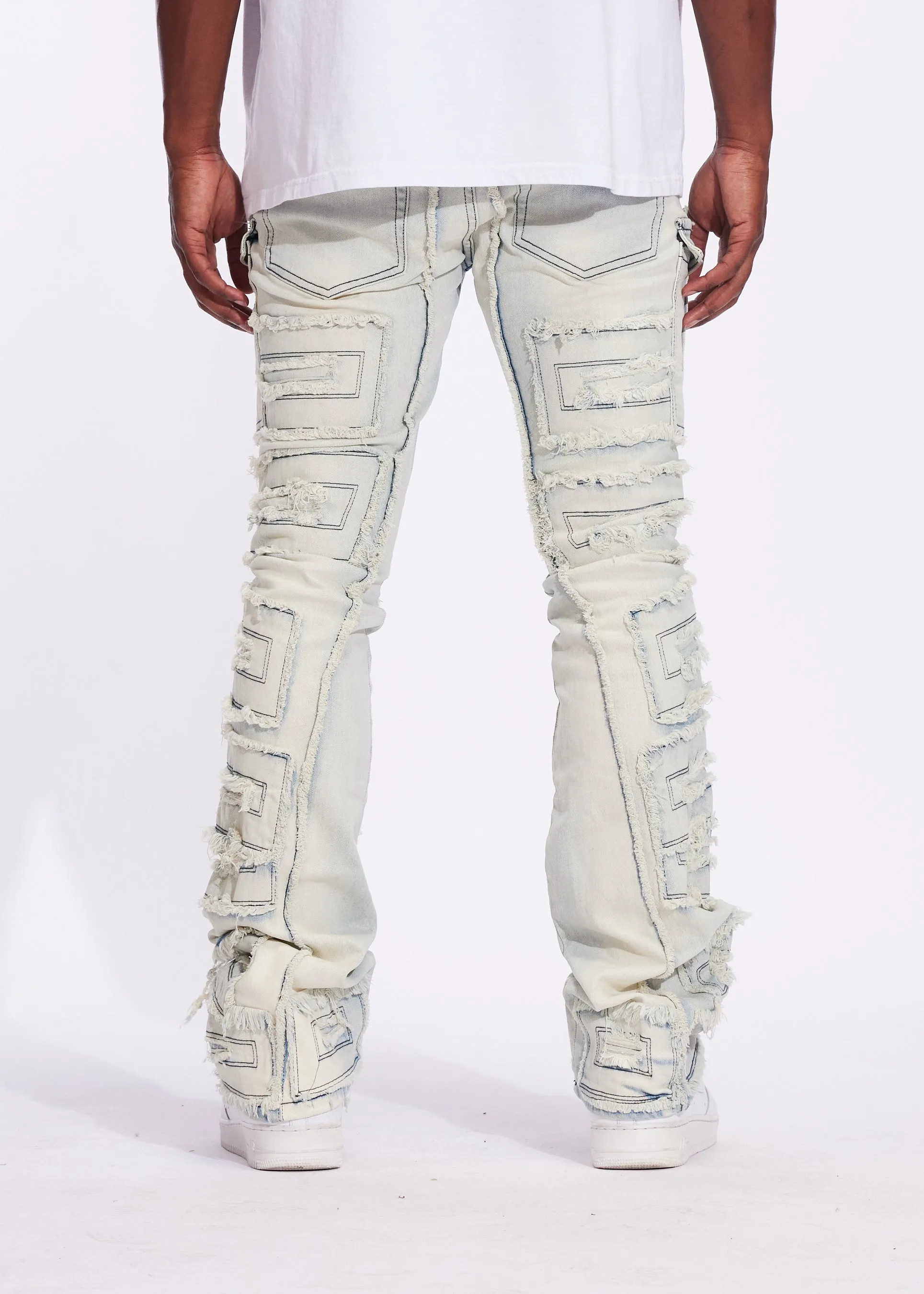 Fray Cargo Flare Denim (Vintage Acid)