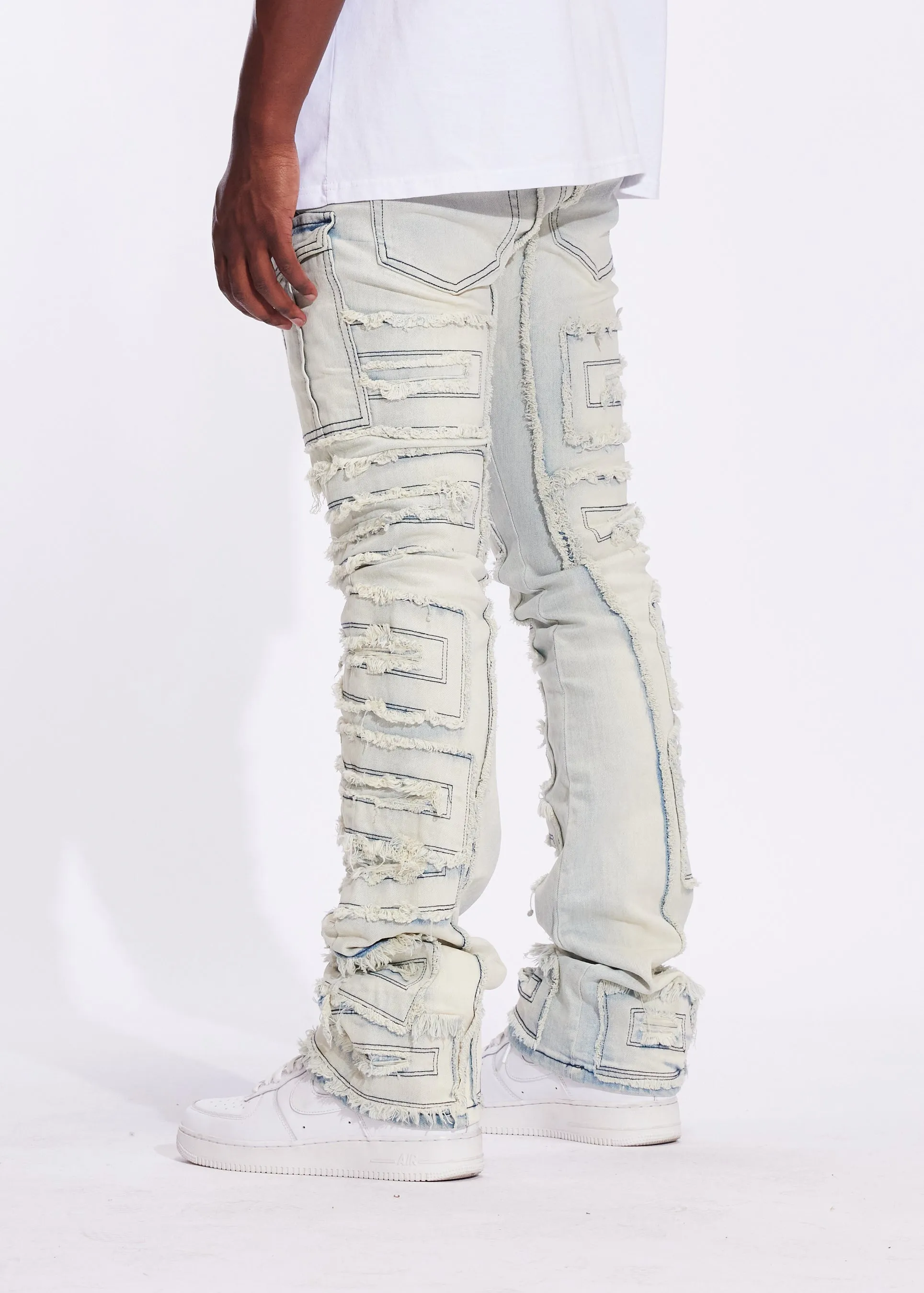 Fray Cargo Flare Denim (Vintage Acid)