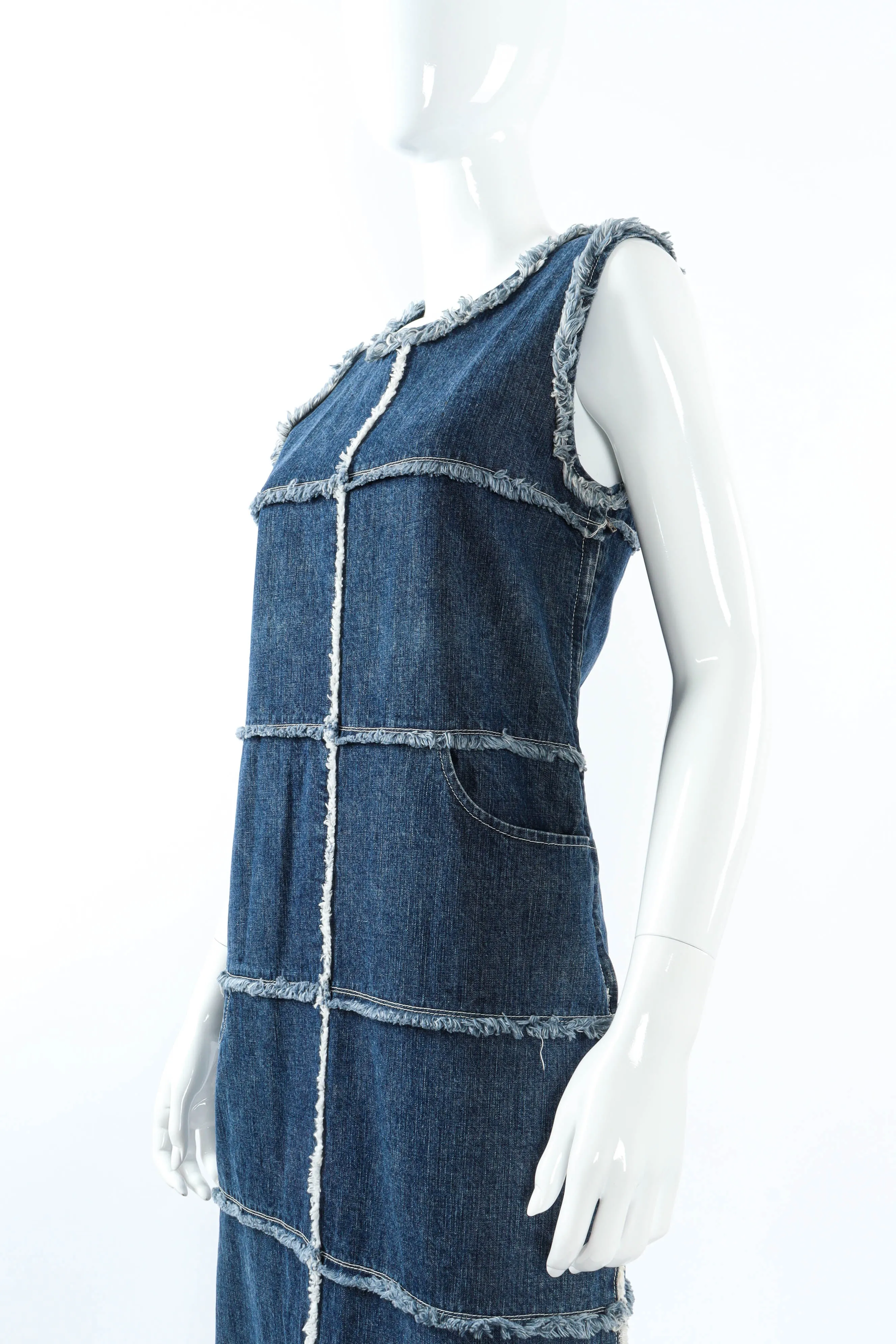 Frayed Denim Patches Dress