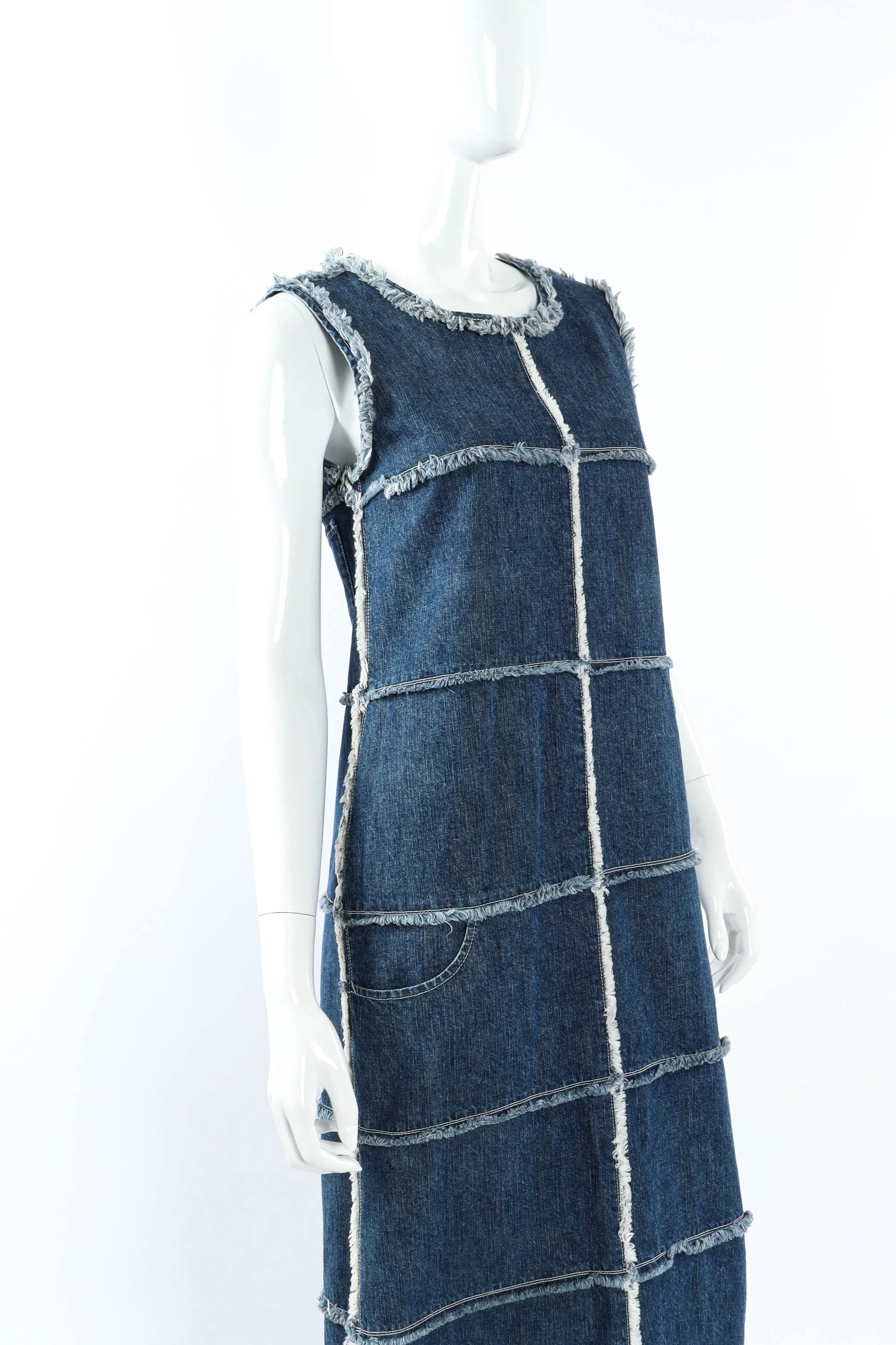 Frayed Denim Patches Dress