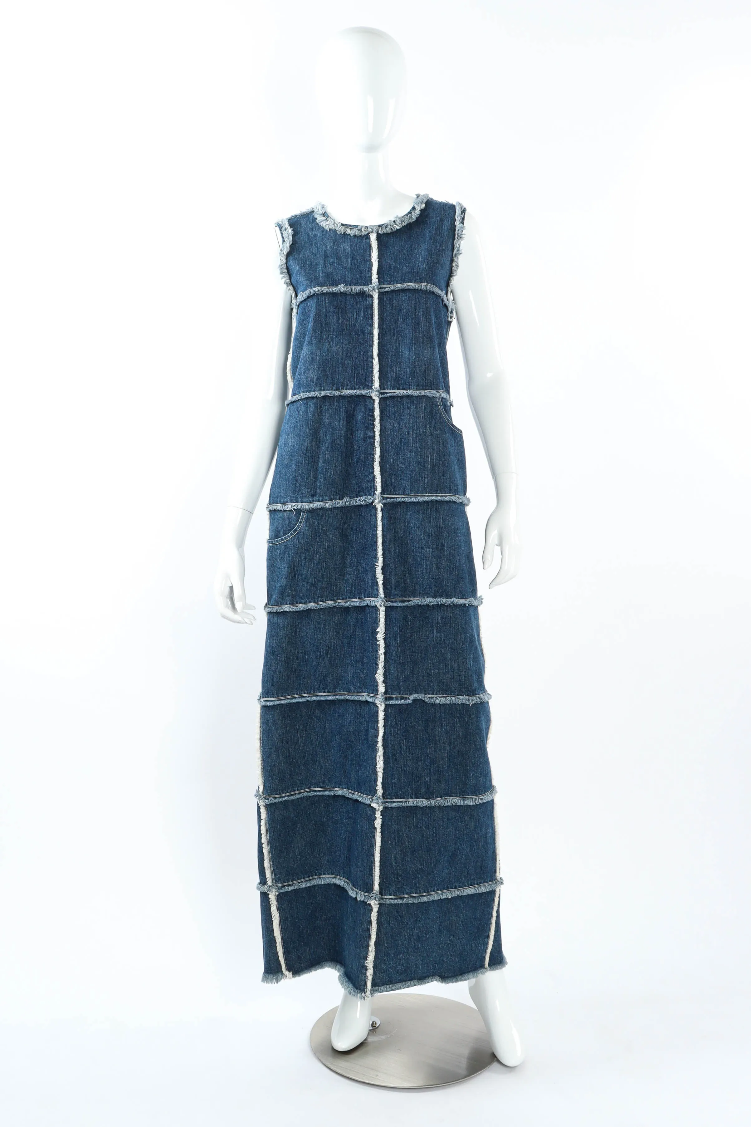 Frayed Denim Patches Dress