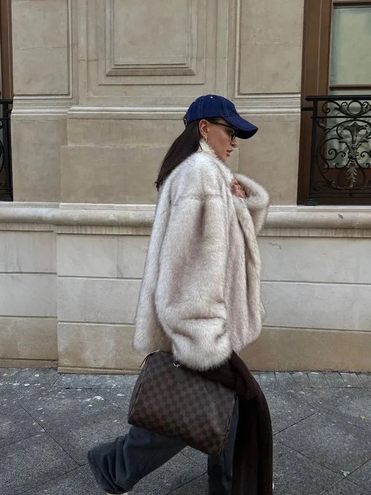 Furry Faux Fur Jacket – Winter Chic Outwear