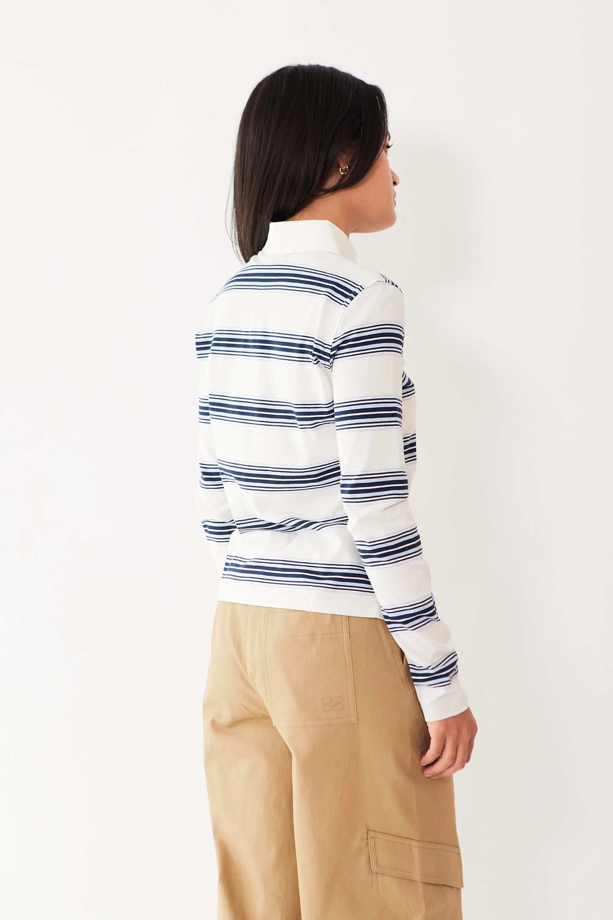 Ganni Thin Jersey Long Sleeve Polo