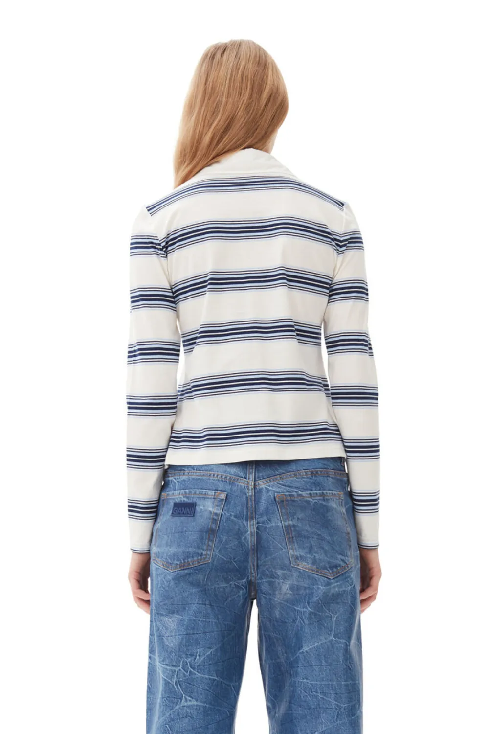 Ganni Thin Jersey Long Sleeve Polo