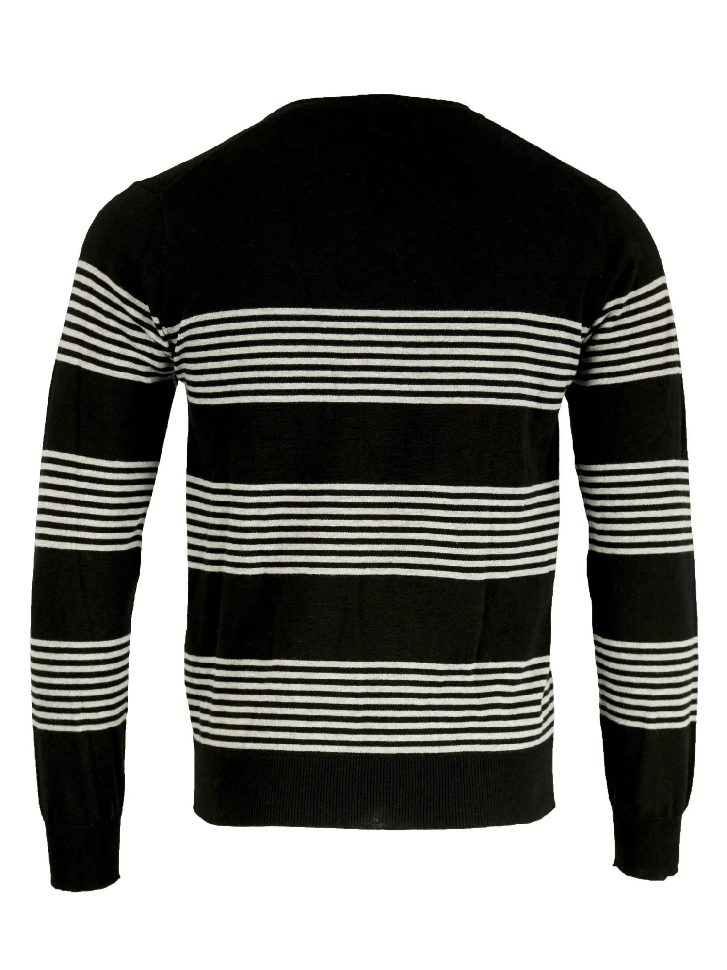 Gant Men's Cotton Wool Stripe V-Neck, Medium, Black