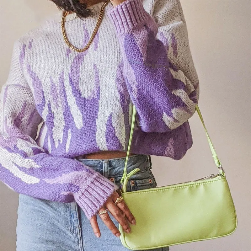 Girls Knitted Oversized Sweaters Women Winter Streetwear Warm