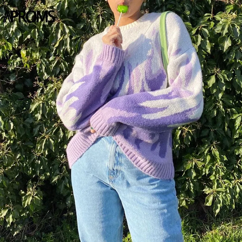 Girls Knitted Oversized Sweaters Women Winter Streetwear Warm