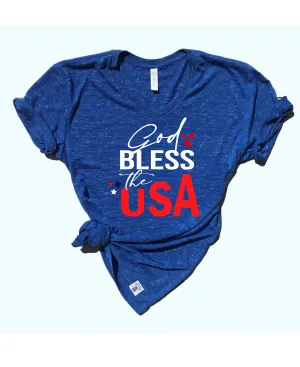 God Bless The USA Shirt | 4th of July Shirt | Unisex V Neck