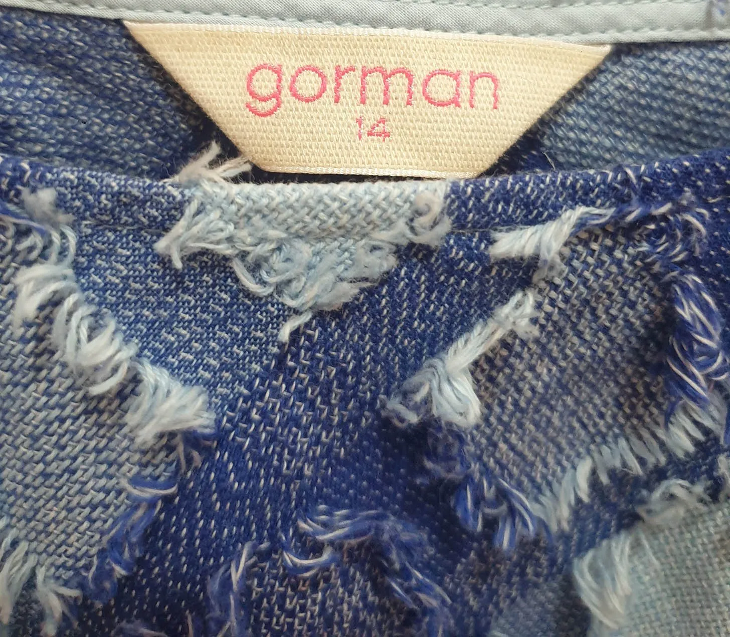 Gorman denim patchwork style top size 14
