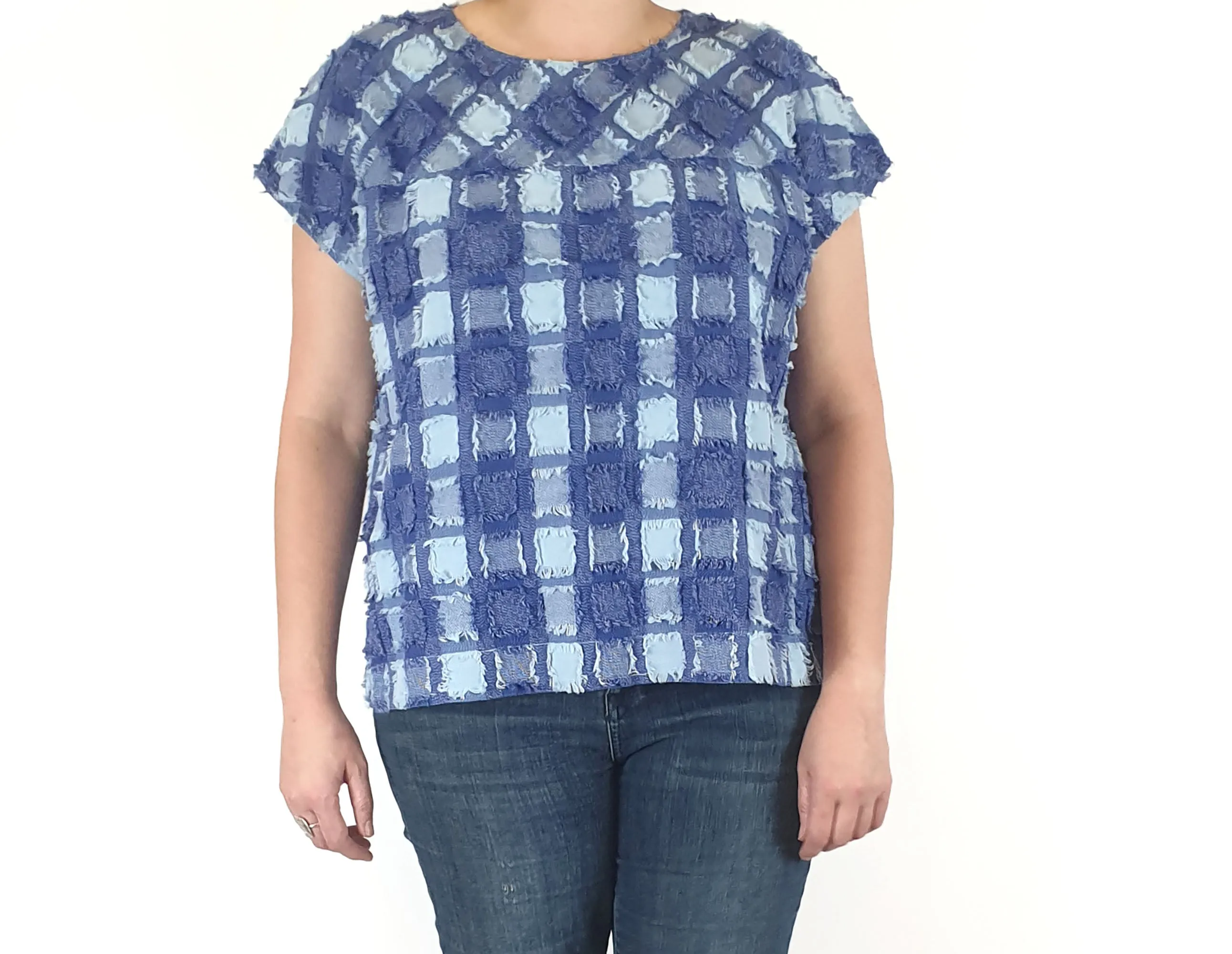 Gorman denim patchwork style top size 14