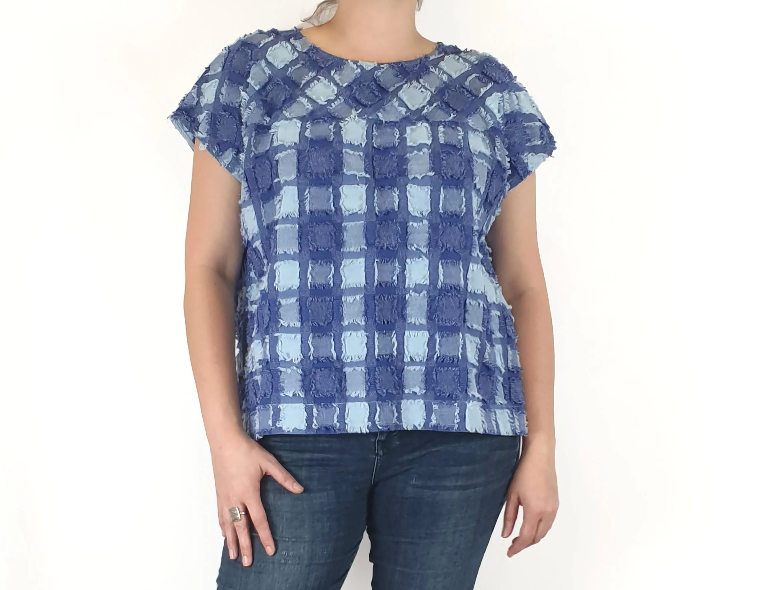 Gorman denim patchwork style top size 14