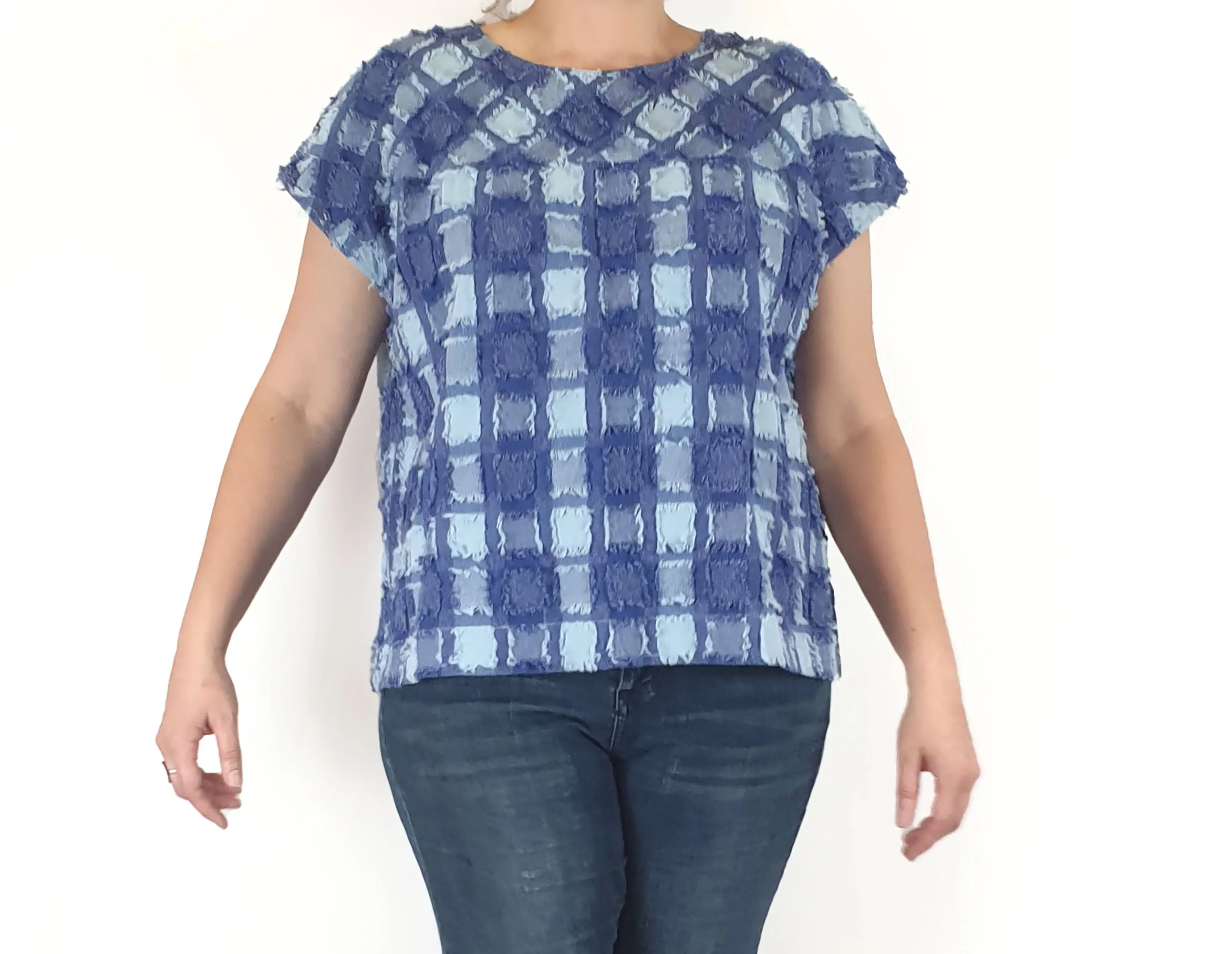 Gorman denim patchwork style top size 14