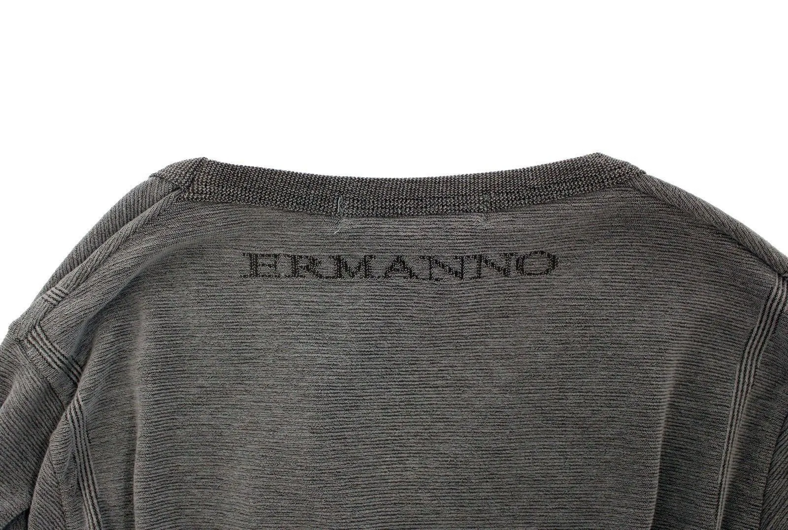 Gray Cotton Stretch V-neck Pullover Sweater