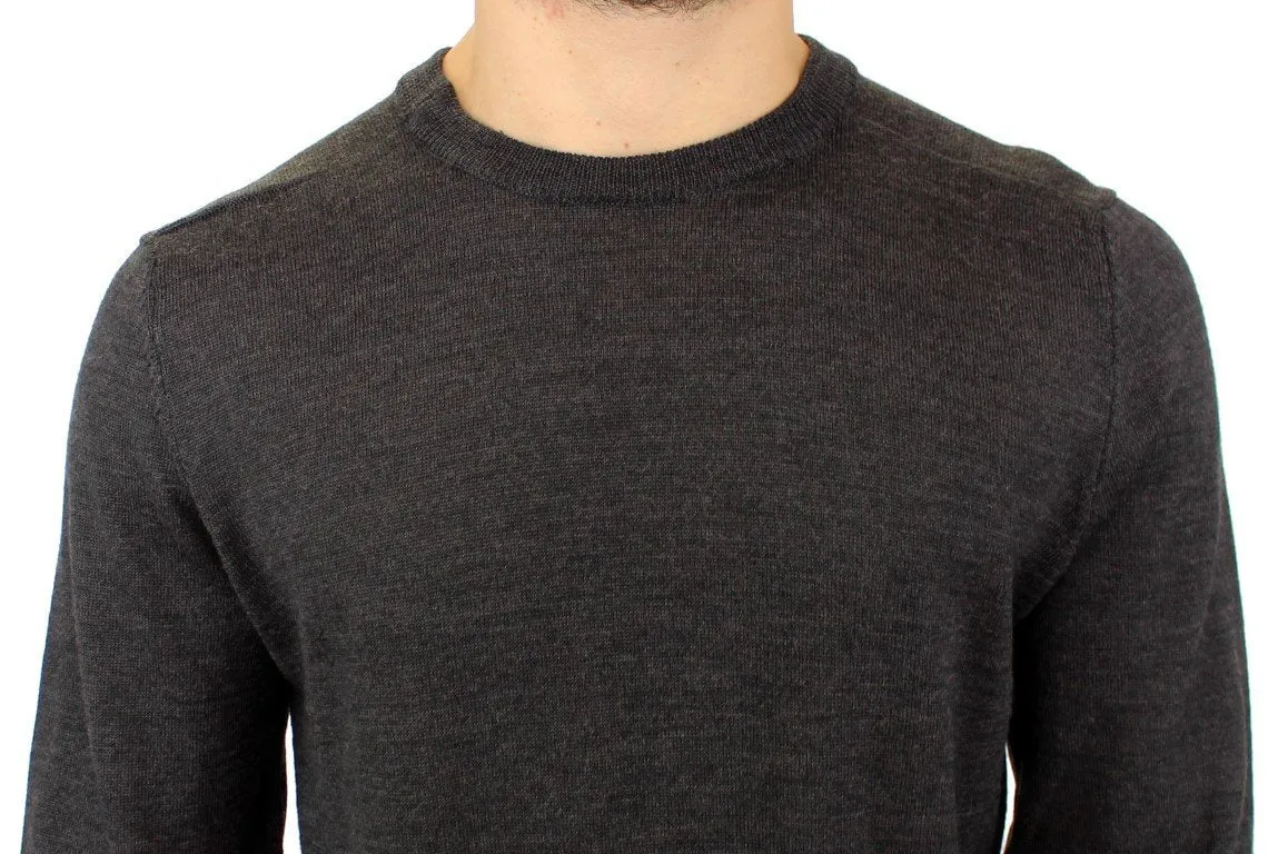 Gray crewneck pullover sweater