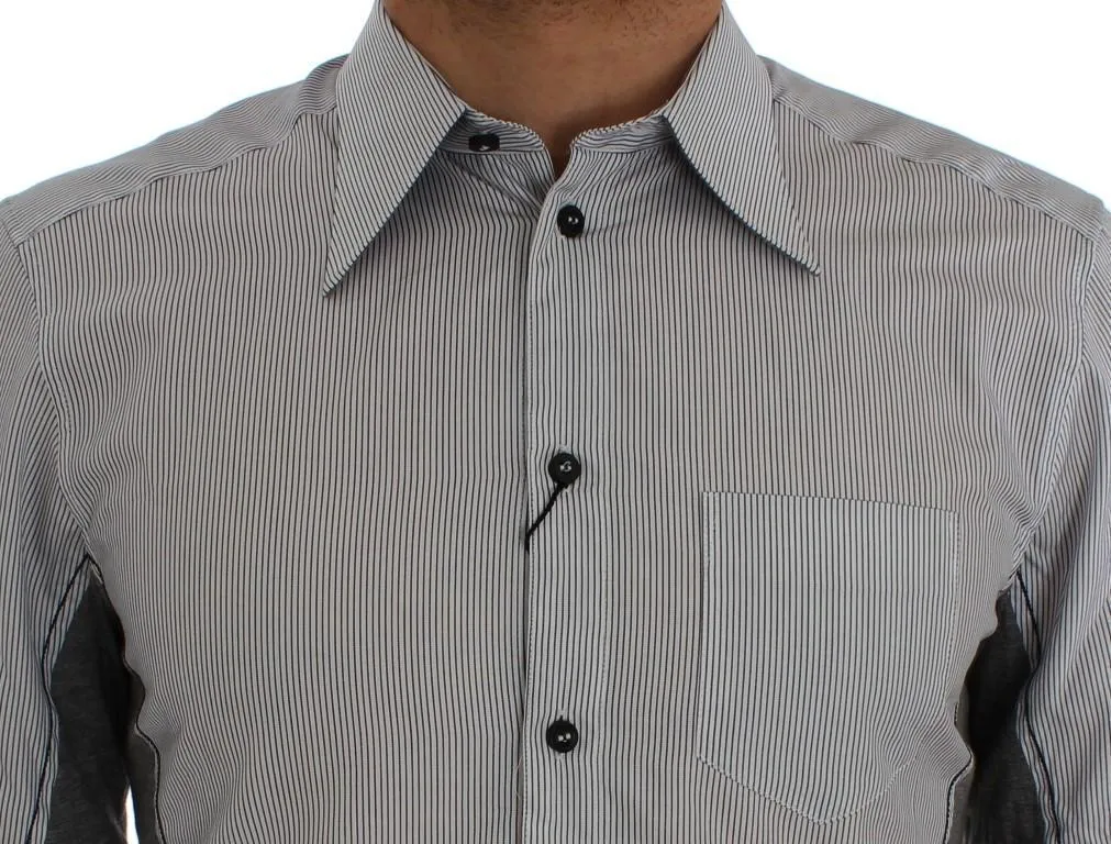 Gray Striped Cotton Slim Fit GOLD Shirt