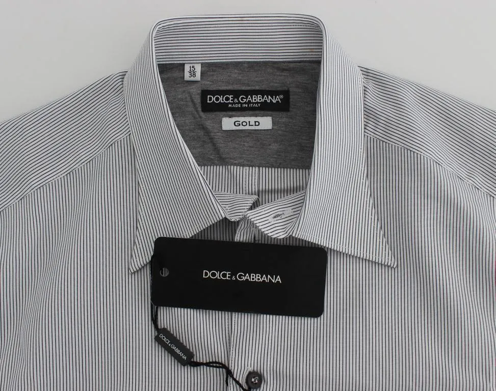 Gray Striped Cotton Slim Fit GOLD Shirt