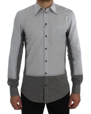 Gray Striped Cotton Slim Fit GOLD Shirt