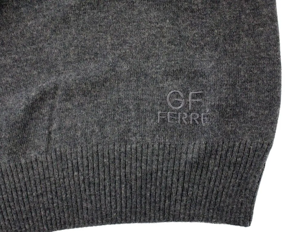 Gray Wool Blend Mens V-neck Pullover Sweater