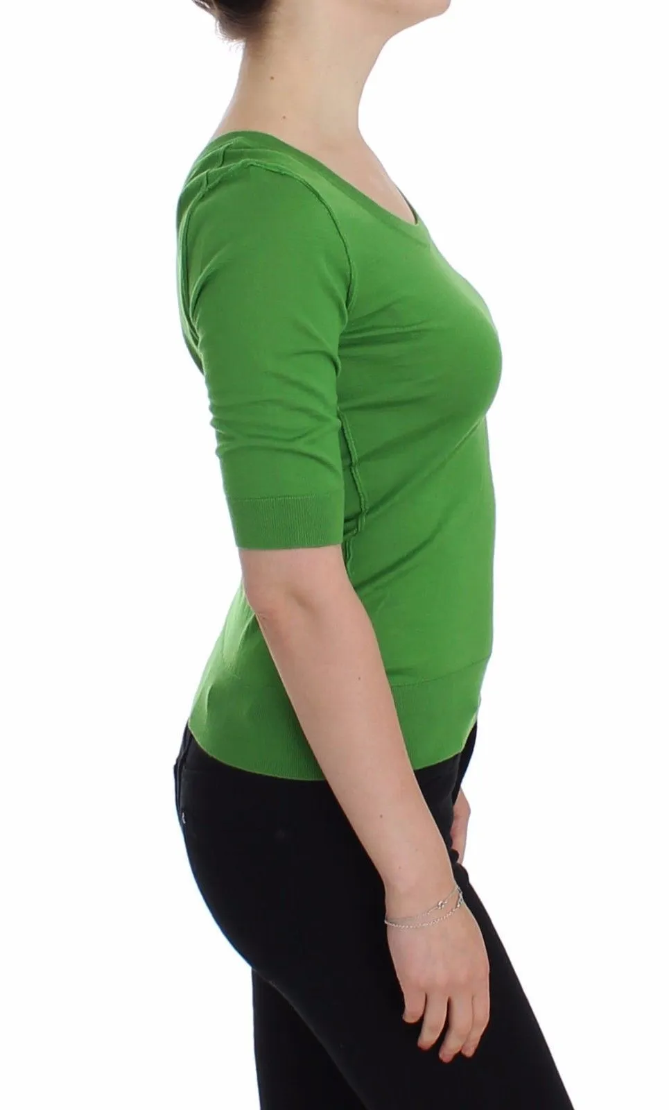Green Cashmere Crew-neck Pullover Sweater