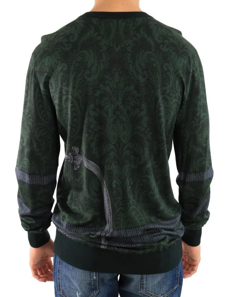 Green Cashmere V-Neck Pullover Sweater