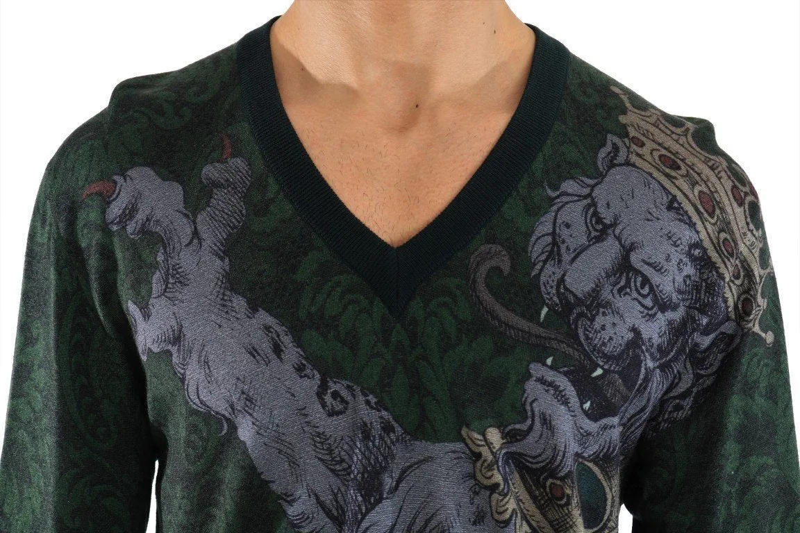 Green Cashmere V-Neck Pullover Sweater