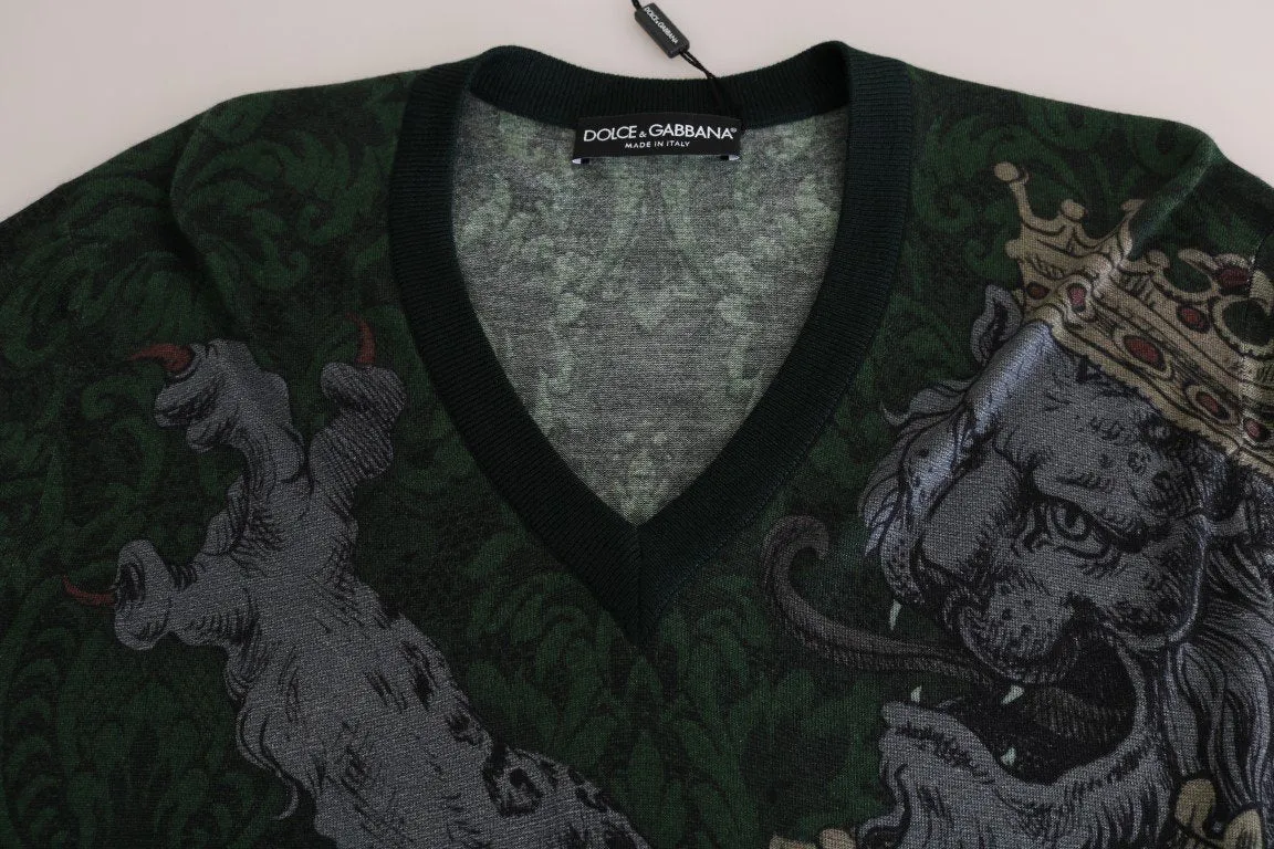 Green Cashmere V-Neck Pullover Sweater