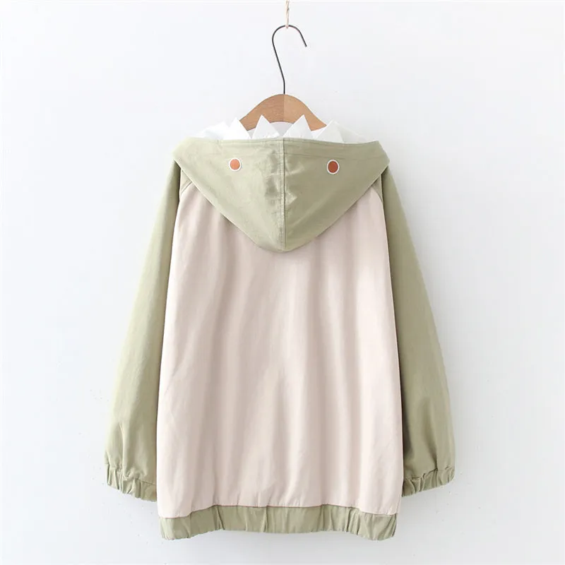 GREEN DINOSAUR PRINT HOODED JACKET UB2792