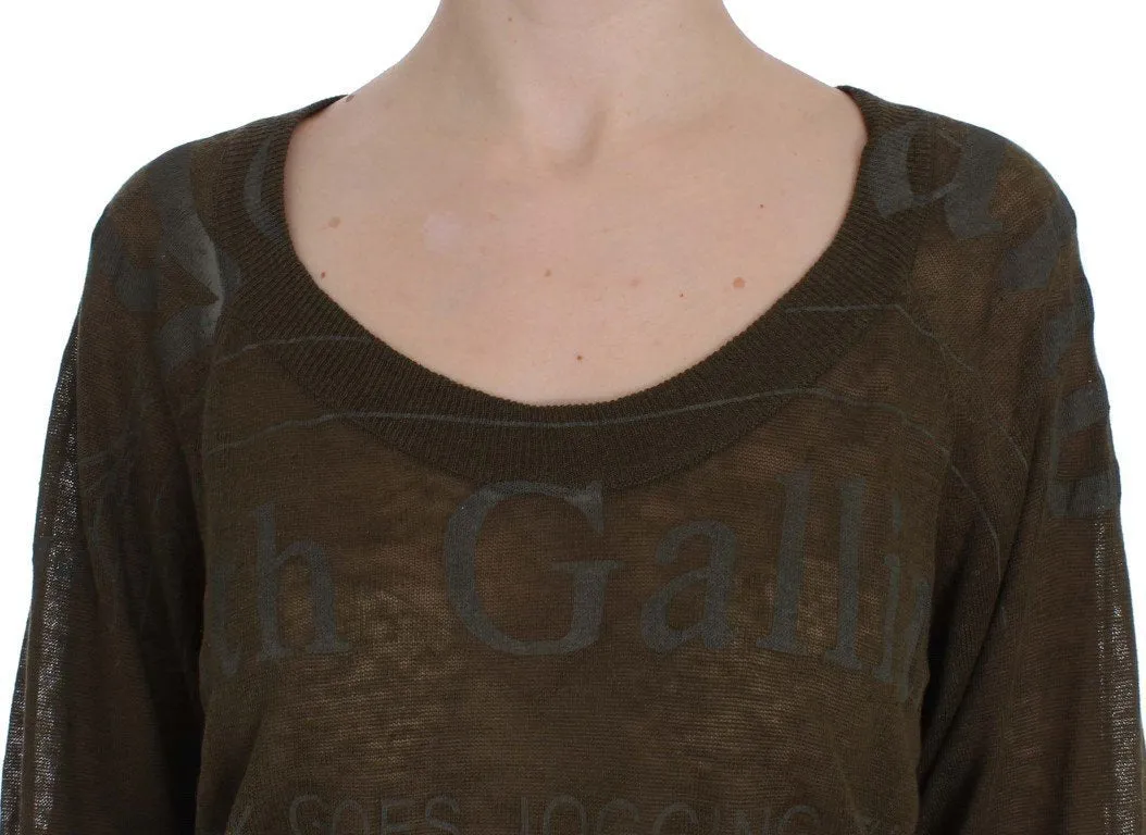 Green Linen Newspaper Print Sweater