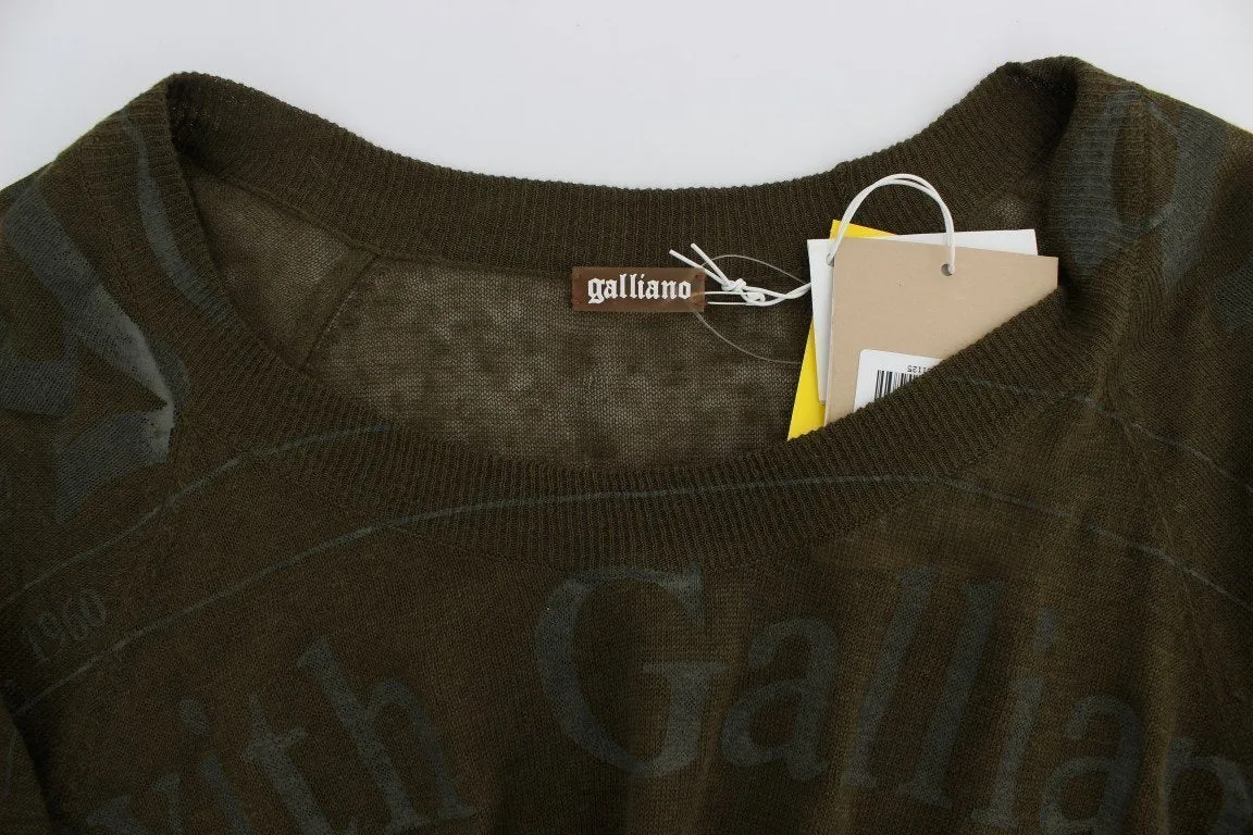 Green Linen Newspaper Print Sweater