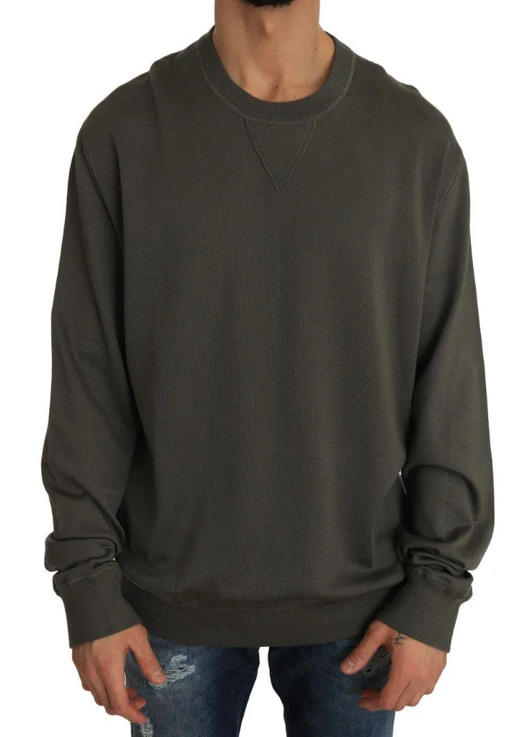 Green Silk Crewneck Pullover Sweater