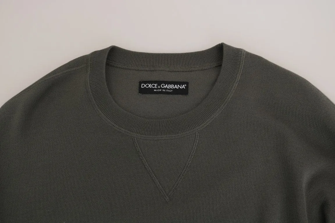 Green Silk Crewneck Pullover Sweater
