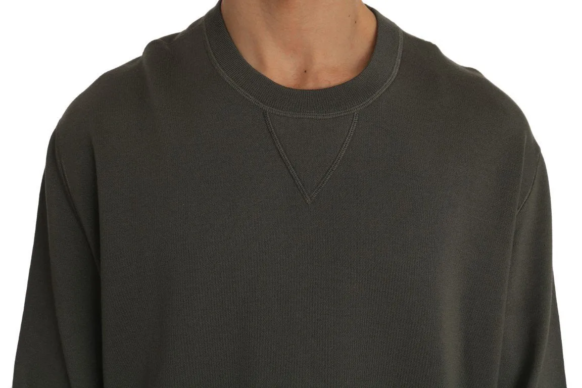 Green Silk Crewneck Pullover Sweater