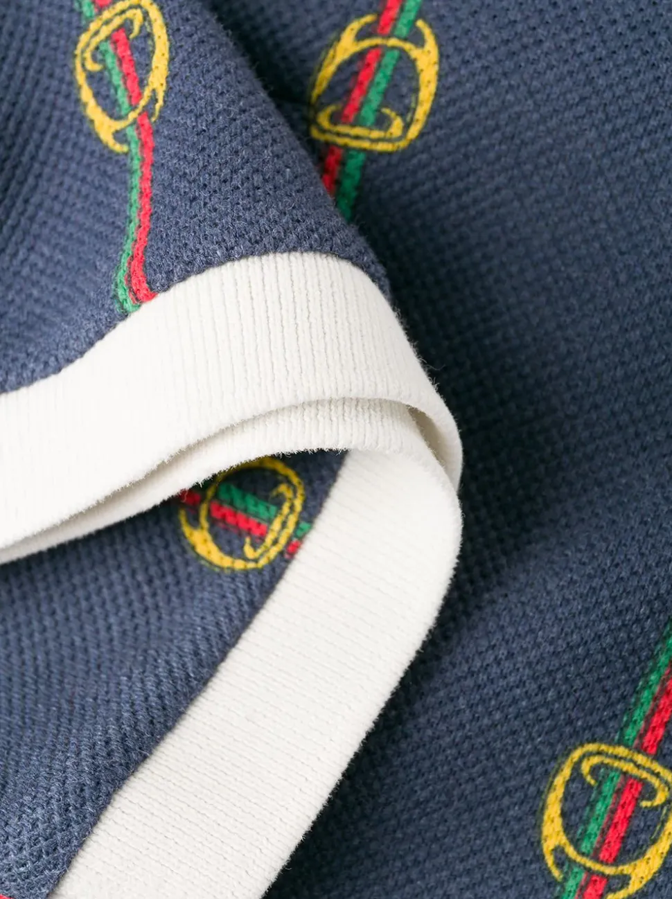 Gucci Horse-bit Chain Print Polo Shirt in Blue